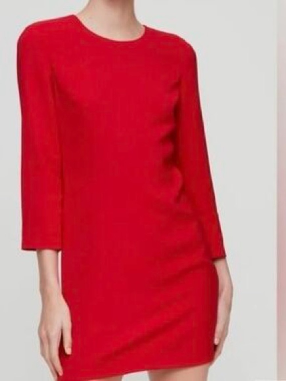 Babaton Bright Red Long-Sleeve Shift Dress